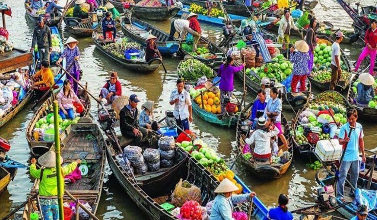 Cai Rang Floating Market in mekong delta vietnam